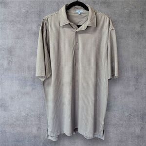 Gen Teal Men's XL Gray Striped Short Sleeve Polo‎ Shirt Casual
